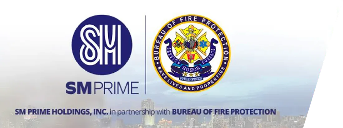 SM Prime Holdings, Inc. in partnership with the Bureau of Fire Protection, with the SM and BFP marks